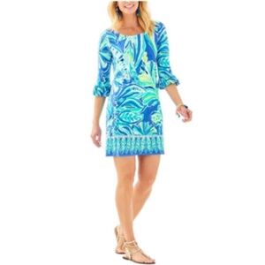 Lilly Pulitzer Sophie Ruffle Dress Palm Passage Print